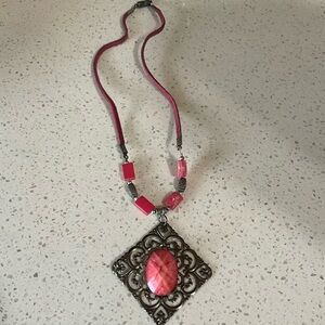 Pink and Silver Pendant Necklace